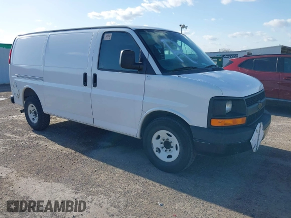 2014 Chevrolet Express Cargo Van with VIN 1GCWGFCAXE1206912, listed as a IAAI auction lot 41700273 with 177,348 mi miles. Bid and sale history available at carsss.com. Image 1.