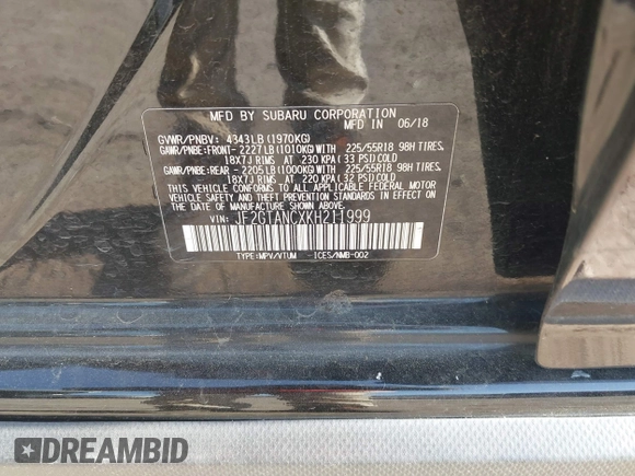 2019 Subaru Crosstrek Limited с VIN JF2GTANCXKH211999, выставлен на аукционе IAAI как лот 41989912 с пробегом 98 953 миль миль и . История ставок и продаж доступна на DreamBid. Изображение 9.