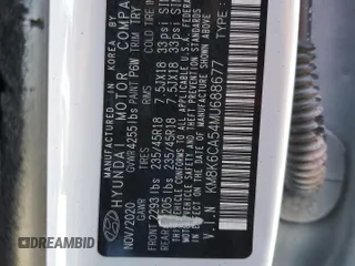 2021 Hyundai Kona Night Edition with VIN KM8K6CA54MU688677, listed as a Copart auction lot 88597715 with 104,219 mi miles and Salvage Title. Bid and sale history available at DreamBid. Image 13.