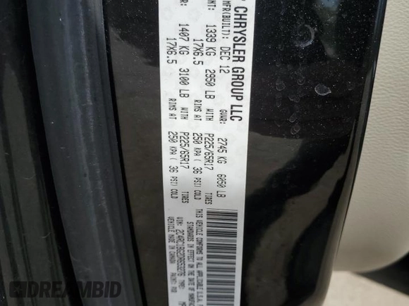 2013 Chrysler Town & Country Touring with VIN 2C4RC1BG2DR653276, listed as a Copart auction lot 53398195 with 149,844 mi miles and Salvage Title. Bid and sale history available at DreamBid. Image 15.