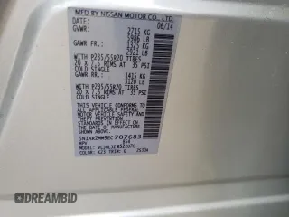 2014 Nissan Pathfinder Platinum with VIN 5N1AR2MM9EC707683, listed as a Copart auction lot 53801935 with 107,011 mi miles and Salvage Title. Bid and sale history available at carsss.com. Image 14.