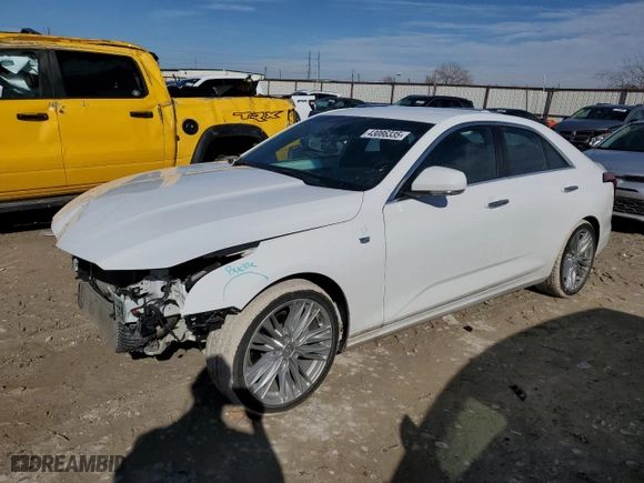 2021 Cadillac CT4 Premium Luxury with VIN 1G6DB5RK3M0145636, listed as a Copart auction lot 43086335 with 50,388 mi miles and Salvage Title. Bid and sale history available at carsss.com. Image 1.