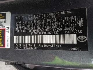 2010 Toyota Camry with VIN 4T1BF3EK9AU071237, listed as a IAAI auction lot 42009488 with 39,221 mi miles and . Bid and sale history available at DreamBid. Image 9.
