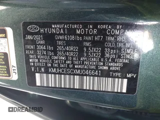 2021 Genesis GV80 with VIN KMUHCESCXMU046641, listed as a IAAI auction lot 41614756 with 25,666 mi miles and . Bid and sale history available at DreamBid. Image 9.