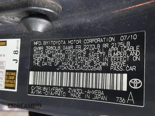 2010 Toyota Prius II z VIN JTDKN3DU5A0202648, wystawiony jako IAAI lot #42370455 z przebiegiem 188 906 mil mil oraz . Historia ofert i sprzedaży dostępna na DreamBid. Obrazek 9.