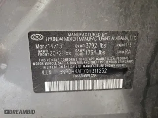 2013 Hyundai Elantra GLS PZEV with VIN 5NPDH4AE7DH311252, listed as a Copart auction lot 49475965 with 124,332 mi miles and Salvage Title. Bid and sale history available at carsss.com. Image 12.