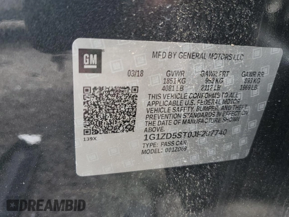 2018 Chevrolet Malibu LT z VIN 1G1ZD5ST0JF207740, wystawiony jako Copart lot #50190365 z przebiegiem 68 464 mil mil oraz Szkoda całkowita • Salvage title. Historia ofert i sprzedaży dostępna na DreamBid. Obrazek 12.