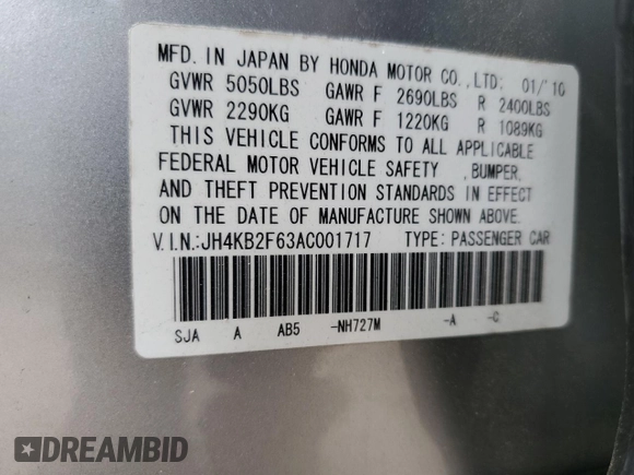 2010 Acura RL Technology z VIN JH4KB2F63AC001717, wystawiony jako Copart lot #53262755 z przebiegiem 86 499 mil mil oraz Szkoda całkowita • Salvage title. Historia ofert i sprzedaży dostępna na DreamBid. Obrazek 12.