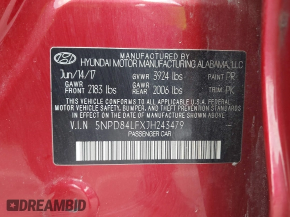 2018 Hyundai Elantra SEL with VIN 5NPD84LFXJH243479, listed as a IAAI auction lot 41823039 with 103,447 mi miles and . Bid and sale history available at DreamBid. Image 9.