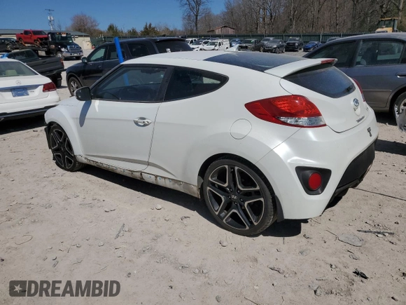 2015 Hyundai Veloster Turbo with VIN KMHTC6AE9FU222633, listed as a Copart auction lot 47554255 with 83,296 mi miles and Salvage title. Bid and sale history available at DreamBid. Image 2.