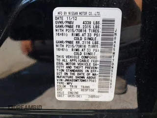 2013 Nissan Rogue S with VIN JN8AS5MT7DW517593, listed as a IAAI auction lot 41966300 with 192,238 mi miles. Bid and sale history available at carsss.com. Image 9.