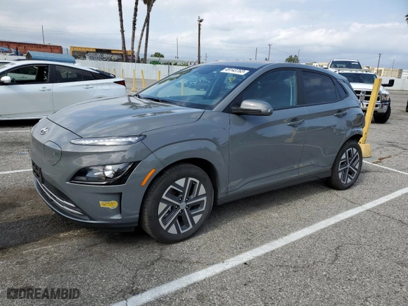 2022 Hyundai Kona Electric SEL with VIN KM8K33AG7NU155766, listed as a Copart auction lot 49143763 with 21,623 mi miles. Bid and sale history available at carsss.com. Image 1.
