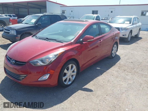 2012 Hyundai Elantra Limited with VIN KMHDH4AE8CU449009, listed as a IAAI auction lot 42228159 with 104,018 mi miles and . Bid and sale history available at DreamBid. Image 2.