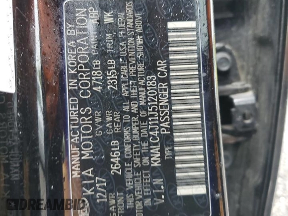 2018 Kia Cadenza Premium with VIN KNALC4J11J5120183, listed as a Copart auction lot 72858454 with 105,656 mi miles and Salvage Title. Bid and sale history available at DreamBid. Image 14.