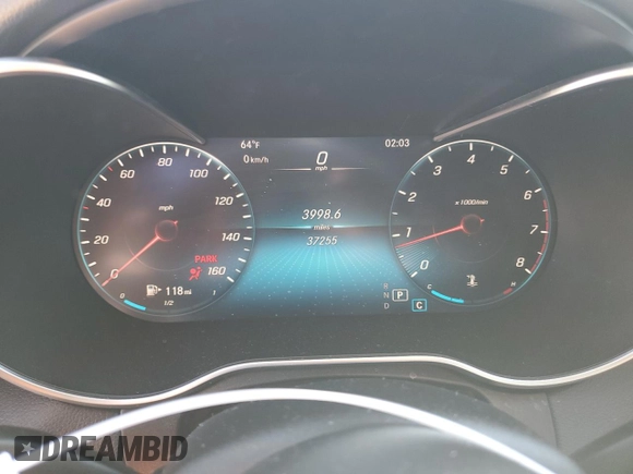 2020 Mercedes-Benz C with VIN 55SWF8DB1LU326641, listed as a Copart auction lot 47589655 with 37,255 mi miles and Salvage Title. Bid and sale history available at carsss.com. Image 9.