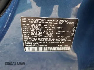 2021 Volkswagen Atlas SEL Premium z VIN 1V2TR2CA8MC535700, wystawiony jako Copart lot #80538034 z przebiegiem 82 093 mil mil oraz Szkoda całkowita • Salvage title. Historia ofert i sprzedaży dostępna na DreamBid. Obrazek 13.