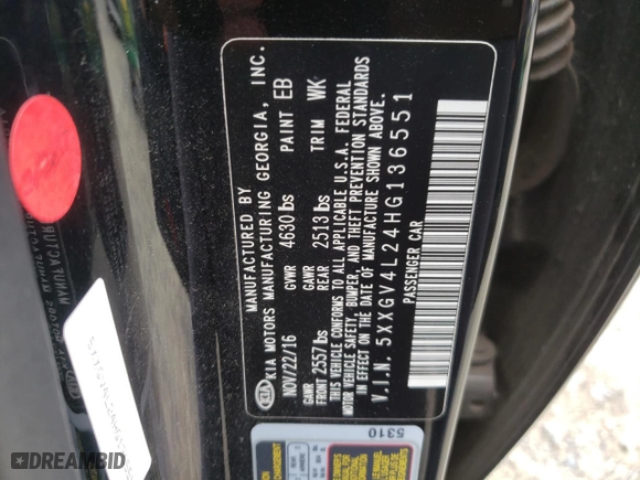 2017 Kia Optima SX Limited with VIN 5XXGV4L24HG136551, listed as a Copart auction lot 49744555 with 185,324 mi miles and Clean Title. Bid and sale history available at carsss.com. Image 12.