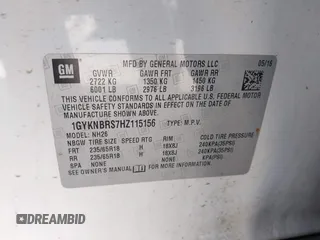 2017 Cadillac XT5 Luxury FWD с VIN 1GYKNBRS7HZ115156, выставлен на аукционе IAAI как лот 42252386 с пробегом 130 500 миль миль и . История ставок и продаж доступна на DreamBid. Изображение 9.