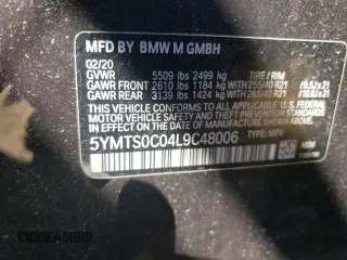 2020 BMW X3 M Competition with VIN 5YMTS0C04L9C48006, listed as a Copart auction lot 69702214 with 0 mi miles and Clean Title. Bid and sale history available at carsss.com. Image 13.