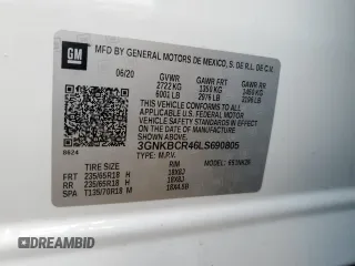 2020 Chevrolet Blazer LT with VIN 3GNKBCR46LS690805, listed as a Copart auction lot 56570235 with 52,451 mi miles and Salvage title. Bid and sale history available at DreamBid. Image 12.
