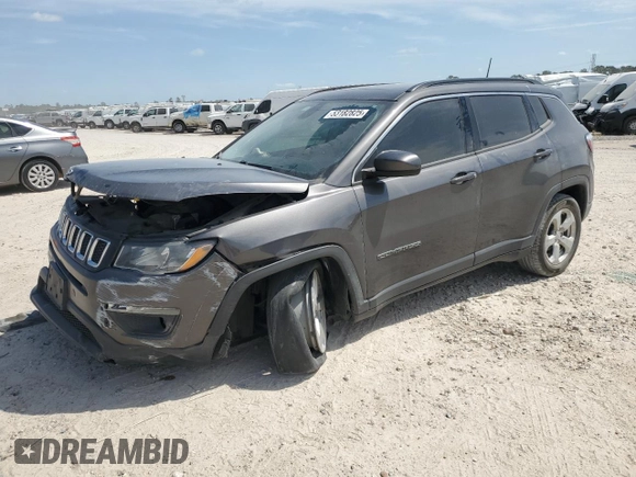 2021 Jeep Compass Latitude with VIN 3C4NJCBB0MT505824, listed as a Copart auction lot 53182825 with 124,628 mi miles and Salvage title. Bid and sale history available at DreamBid. Image 1.