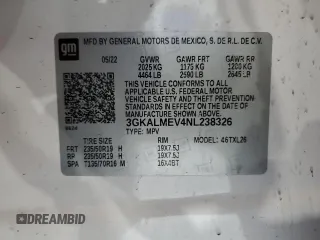 2022 GMC Terrain SLE with VIN 3GKALMEV4NL238326, listed as a Copart auction lot 83573434 with 66,056 mi miles and Salvage title. Bid and sale history available at DreamBid. Image 13.