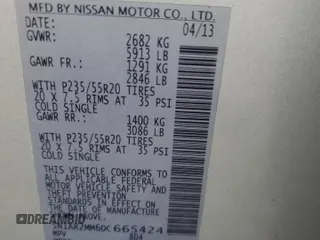 2013 Nissan Pathfinder Platinum with VIN 5N1AR2MM6DC665424, listed as a Copart auction lot 62235935 with 200,013 mi miles and Clean title. Bid and sale history available at DreamBid. Image 14.