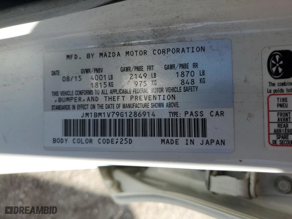 2016 Mazda Mazda3 i Touring with VIN JM1BM1V79G1286914, listed as a Copart auction lot 48819575 with 85,451 mi miles and Salvage Title. Bid and sale history available at carsss.com. Image 12.