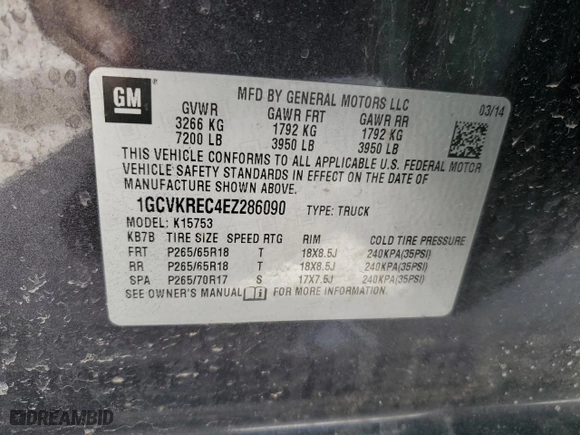 2014 Chevrolet Silverado 1500 LT with VIN 1GCVKREC4EZ286090, listed as a Copart auction lot 49507475 with NaN miles and Clean Title. Bid and sale history available at carsss.com. Image 12.