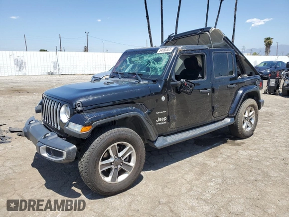 2020 Jeep Wrangler Unlimited Sahara z VIN 1C4HJXEN2LW213644, wystawiony jako Copart lot #54935355 z przebiegiem 76 268 mil mil oraz Szkoda całkowita • Salvage title. Historia ofert i sprzedaży dostępna na DreamBid. Obrazek 1.