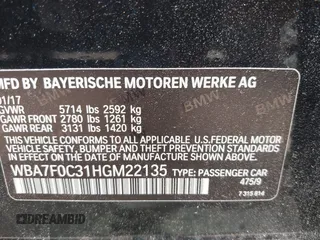 2017 BMW 7 Series 750i z VIN WBA7F0C31HGM22135, wystawiony jako IAAI lot #41919264 z przebiegiem 63 226 mil mil oraz . Historia ofert i sprzedaży dostępna na DreamBid. Obrazek 9.