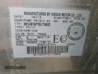 2013 Nissan Sentra S with VIN 3N1AB7AP7DL715632, listed as a Copart auction lot 54948935 with 142,432 mi miles and Clean Title. Bid and sale history available at DreamBid. Image 12.