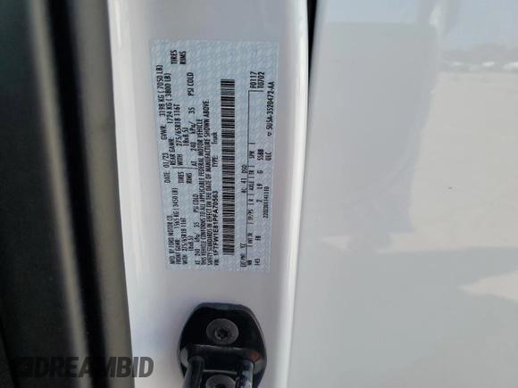 2023 Ford F-150 XL with VIN 1FTFW1E81PFA70563, listed as a Copart auction lot 60440685 with 31,198 mi miles and Salvage title. Bid and sale history available at DreamBid. Image 12.