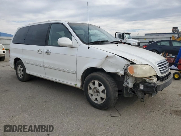 2002 Kia Sedona LX with VIN KNDUP131326271237, listed as a Copart auction lot 89358515 with 142,150 mi miles and Salvage Title. Bid and sale history available at carsss.com. Image 4.