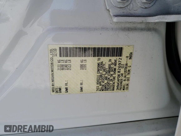 2011 Nissan Maxima S with VIN 1N4AA5AP1BC826972, listed as a Copart auction lot 57512745 with 112,027 mi miles and Salvage title. Bid and sale history available at DreamBid. Image 12.