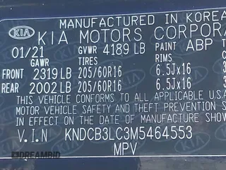 2021 Kia Niro LX with VIN KNDCB3LC3M5464553, listed as a IAAI auction lot 41100627 with 124,353 mi miles. Bid and sale history available at carsss.com. Image 9.