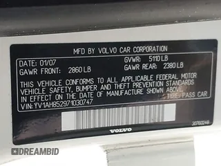 2007 Volvo S80 V8 z VIN YV1AH852971030747, wystawiony jako IAAI lot #41208553 z przebiegiem 147 655 mil mil oraz . Historia ofert i sprzedaży dostępna na DreamBid. Obrazek 9.