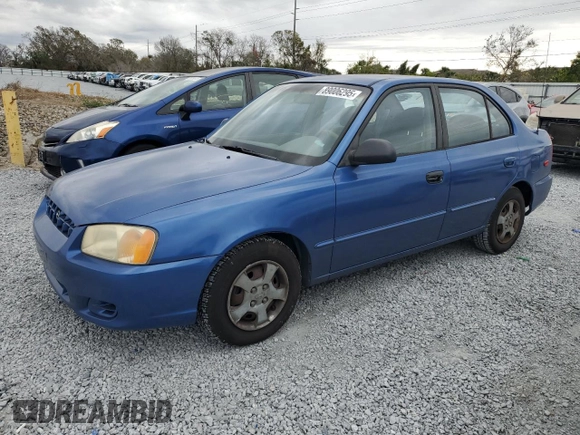 2002 Hyundai Accent GL with VIN KMHCG45C82U355914, listed as a Copart auction lot 89006295 with 60,907 mi miles and Clean Title. Bid and sale history available at carsss.com. Image 1.