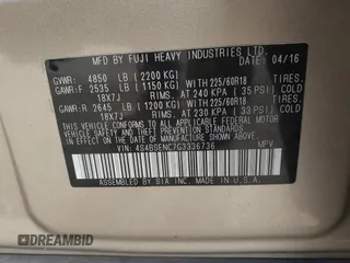 2016 Subaru Outback Limited with VIN 4S4BSENC7G3336736, listed as a IAAI auction lot 42479746 with 75,040 mi miles and . Bid and sale history available at DreamBid. Image 9.