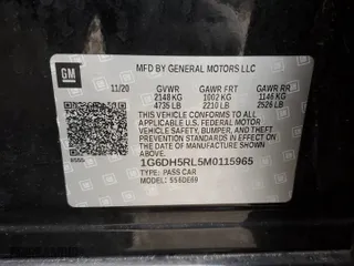 2021 Cadillac CT4 V-Series with VIN 1G6DH5RL5M0115965, listed as a Copart auction lot 44905365 with 56,926 mi miles and Salvage Title. Bid and sale history available at carsss.com. Image 12.