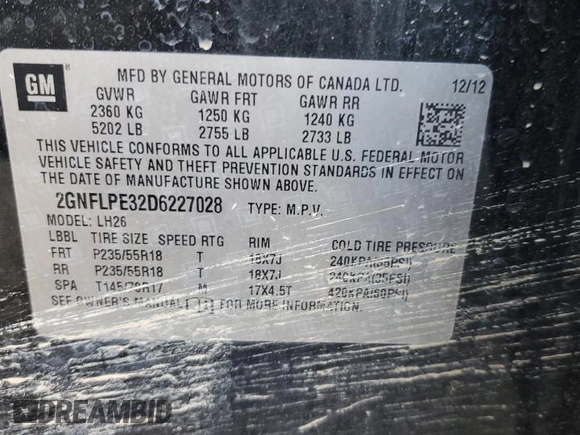 2013 Chevrolet Equinox LT with VIN 2GNFLPE32D6227028, listed as a Copart auction lot 74994674 with 217,512 mi miles and Clean Title. Bid and sale history available at DreamBid. Image 13.
