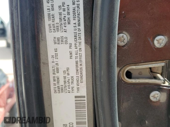 2024 Ram 2500 Laramie with VIN 3C6UR5FL9RG355268, listed as a Copart auction lot 50527165 with 33,207 mi miles and Salvage title. Bid and sale history available at DreamBid. Image 12.