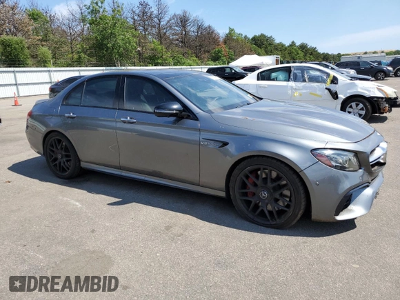 2019 Mercedes-Benz E 63 S AMG with VIN WDDZF8KB2KA689531, listed as a Copart auction lot 58630144 with 56,796 mi miles and Salvage Title. Bid and sale history available at DreamBid. Image 4.