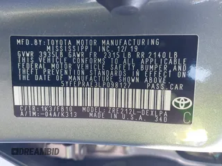 2020 Toyota Corolla LE with VIN 5YFEPRAE3LP098127, listed as a IAAI auction lot 41880641 with 46,577 mi miles. Bid and sale history available at carsss.com. Image 9.