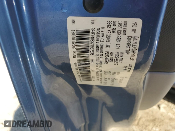 2007 Chrysler PT Cruiser with VIN 3A4FY48BX7T537935, listed as a Copart auction lot 85248344 with 76,587 mi miles and Salvage title. Bid and sale history available at DreamBid. Image 15.