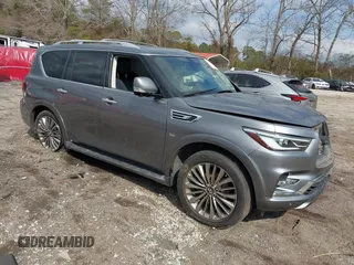 2019 Infiniti QX80 LUXE with VIN JN8AZ2NE2K9236372, listed as a IAAI auction lot 41493233 with 1 mi miles. Bid and sale history available at carsss.com. Image 1.