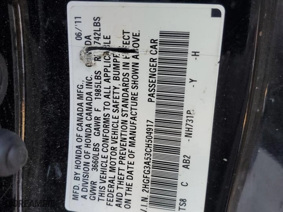 2012 Honda Civic Cpe LX with VIN 2HGFG3A53CH504917, listed as a Copart auction lot 81473644 with 137,794 mi miles and Salvage Title. Bid and sale history available at carsss.com. Image 15.