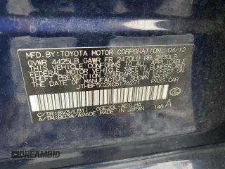2012 Lexus IS 250 with VIN JTHBF5C2XC5176271, listed as a Copart auction lot 50239695 with 189,305 mi miles and Salvage Title. Bid and sale history available at DreamBid. Image 12.