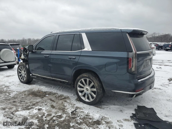 2021 Cadillac Escalade Premium Luxury Platinum with VIN 1GYS4DKL2MR193839, listed as a Copart auction lot 86813234 with 123,657 mi miles and Salvage Title. Bid and sale history available at carsss.com. Image 2.