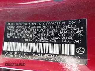2013 Lexus ES 250 z VIN JTHBK1GG5D2001438, wystawiony jako IAAI lot #42390794 z przebiegiem 191 351 mil mil oraz . Historia ofert i sprzedaży dostępna na DreamBid. Obrazek 9.